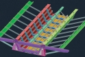 Obr. 3) 3D model nosné konstrukce mostu vytvořený v programu Advance Steel, Model opěrového dílce