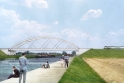 Architektonická představa vodní cesty Seina-sever / Přípravné práce pro výstavbu průplavního mostu na dálnici A29 / Vizualizace průplavního mostu přes dálnici A29