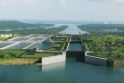 Vizualizace plavebních komor na pacifické straně Panamského průplavu / Vizualizace plavebních komor na atlantické straně Panamského průplavu