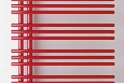 Designový radiátor Zehnder Yucca Asym v barvě Ruby Red 3003.