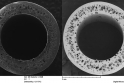 Inovativní izolace - Napěněná keramizující silikonová pryž; žíla - izolace silového kabelu 6mm2
fotografie pořízena elektronovým mikroskopem VEGA\\ TESCAN, zvětšeno 55x
