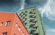 Barevné hliníkové fasády výškových budov v Göteborgu