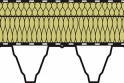 Trapézový profil – parozábrana – dvě vrstvy minerální vaty bez vložených klínů – vnější izolace proti vodě