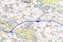 Vysokorychlostní trať z Běchovic do Poříčan - západní část mapy