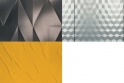 Příklady designů parametrických profilů Binder: unfolded, cubes (nahoře), ridges (dole)