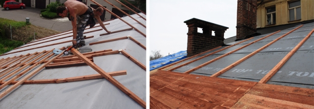 Na toto dřevo umístěné nad vrstvou DHV tedy mohou působit jak vodní srážky během výstavby střechy (pokud bude DHV plnit funkci provizorního zakrytí střechy), tak i zafoukané vodní srážky skrz skládanou střešní krytinu nebo skrz její ventilační prvky (při náhodných složitých klimatických podmínkách), či odkapávající kondenzace z kovových střešních krytin či z kovových součástí střechy i během běžného fungování střechy. Proto se právě i z těchto důvodů pod kontralatěmi nějaká podstřešní membrána (DHV) používá.
