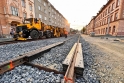 Na Masarykově třídě v Olomouci Colas CZ rekonstruuje chodníky, vozovku, nástupiště i koleje. Foto Colas CZ
