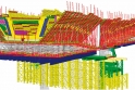 3D model systému bednění pro stavbu budoucí betonové konstrukce Dvoreckého mostu